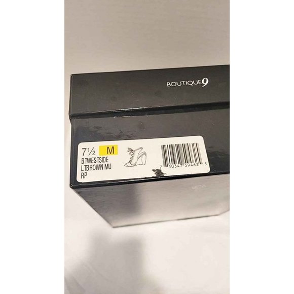 Boutique 9 Beige Textured Wood Heel Bootie Shoe Size 7.5 - Picture 8 of 8